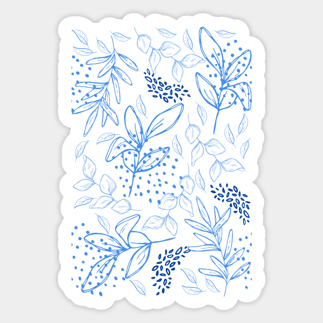 Light Blue leaves pattern Sticker by PedaDesign